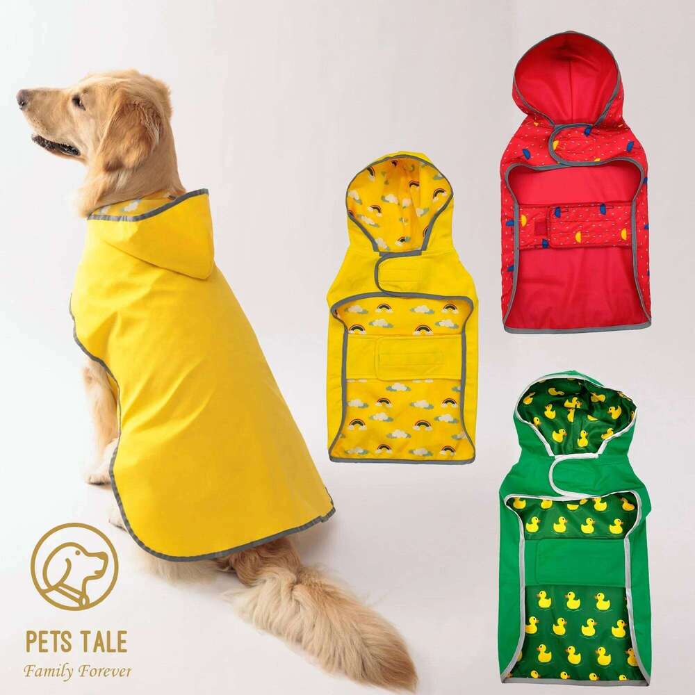All Weather Dog Raincoat: Dual-sided Waterproof Coat with Polyester Fiber PU Coating and Quick- Adjust Closure XJ260127