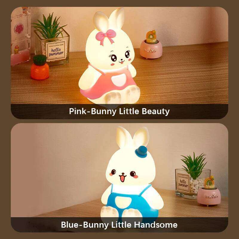Cute Kids Night Lights 5 Colour Changing LED Silicone Rabbit Lamp with Battery, for Nursery Children Baby Camping Home Decor Z260127
