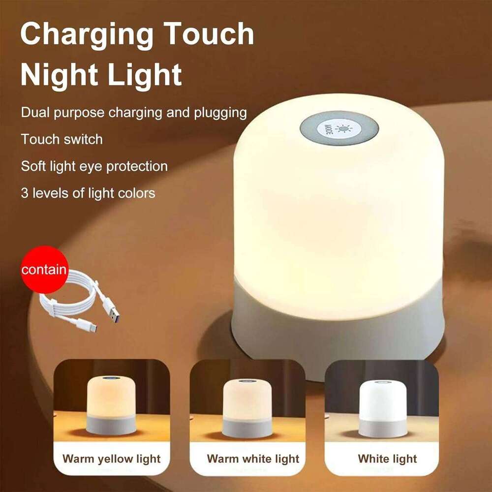 1pcPortable Baby Light,3 Colours Egg Nursery,Rechargeable Night Light for Kids,Small Cordless Table&Bedside Lamp Z260127