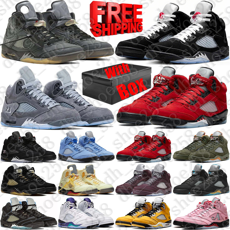 Free Shipping With Box Designer Basketball 5 5s Shoes matalic sneakers for Black Metallic mens Wolf Grey off Racer Blue Fire Red white trainers runners