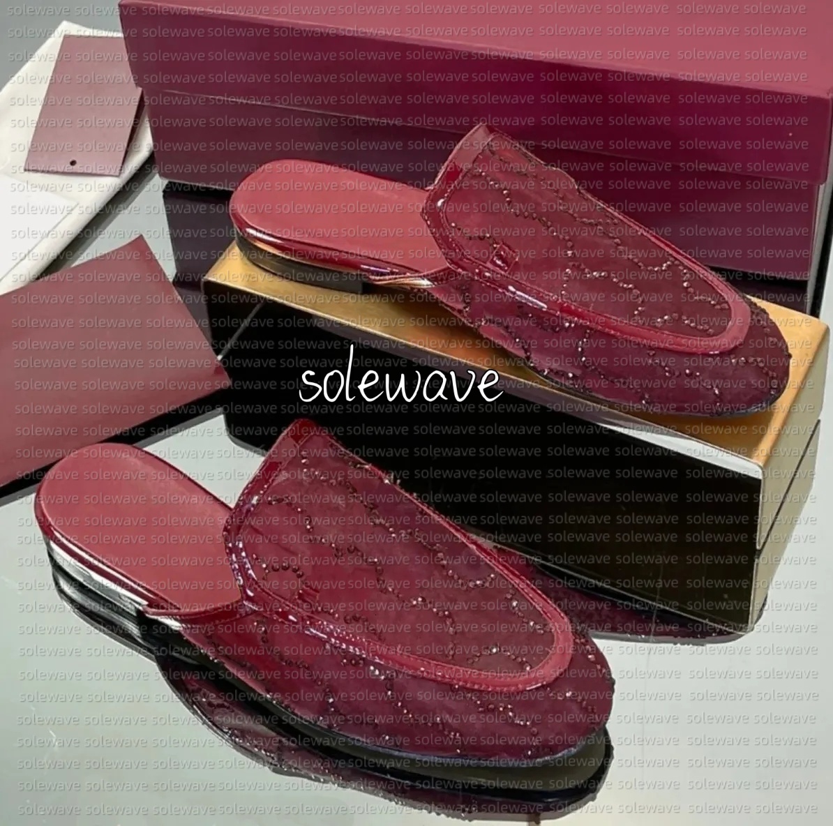 New Luxury Le Fu Shoes Designer Women's Casual Shoes New Transparent Mesh Breathable Water Diamond Half Slippers Genuine Leather Flat Shoes Fisherman's Shoes eur 35-42