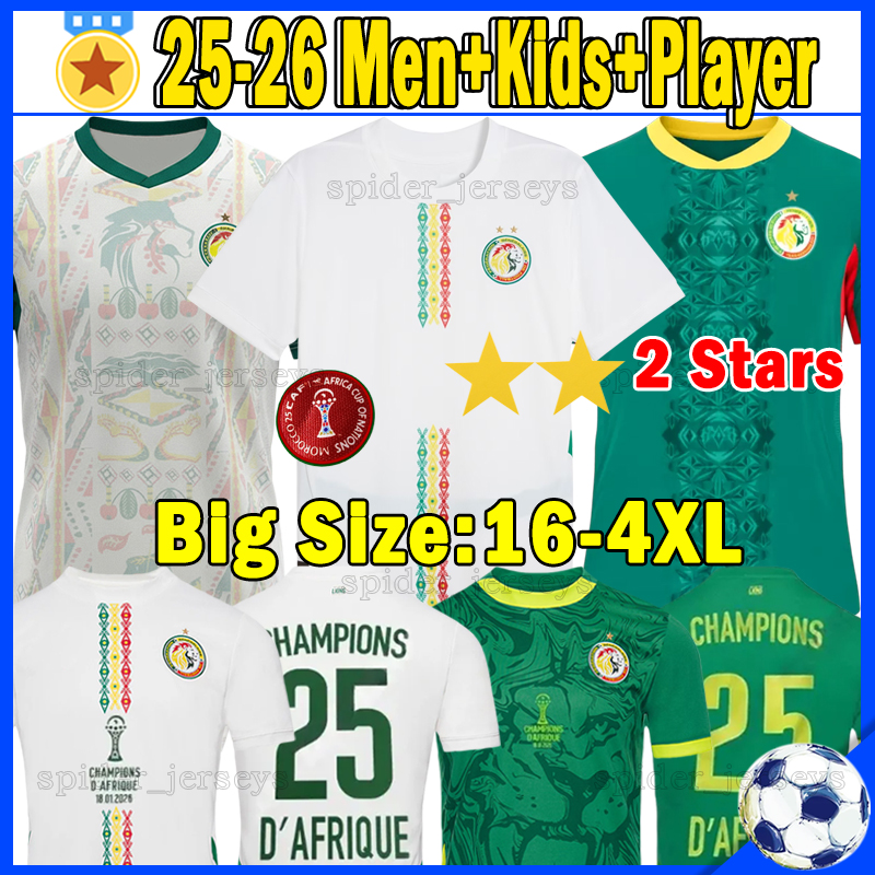 XXXL 4XL Senegal World Cup 2026 Soccer Jerseys 2 Stars national football team Retro 2002 Football Shirts MANE P.M.SARR DIALLO N.JACKSON 25 26 Player Verison Men kids kits
