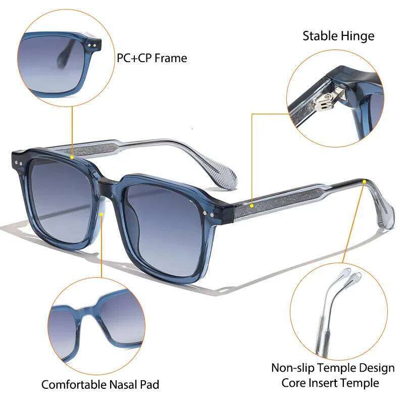 HBK New Fashion Retro Sunglasses man Large Square Frame Sun Glasses Women outdoor travel party Shopping Eyewear Z260127