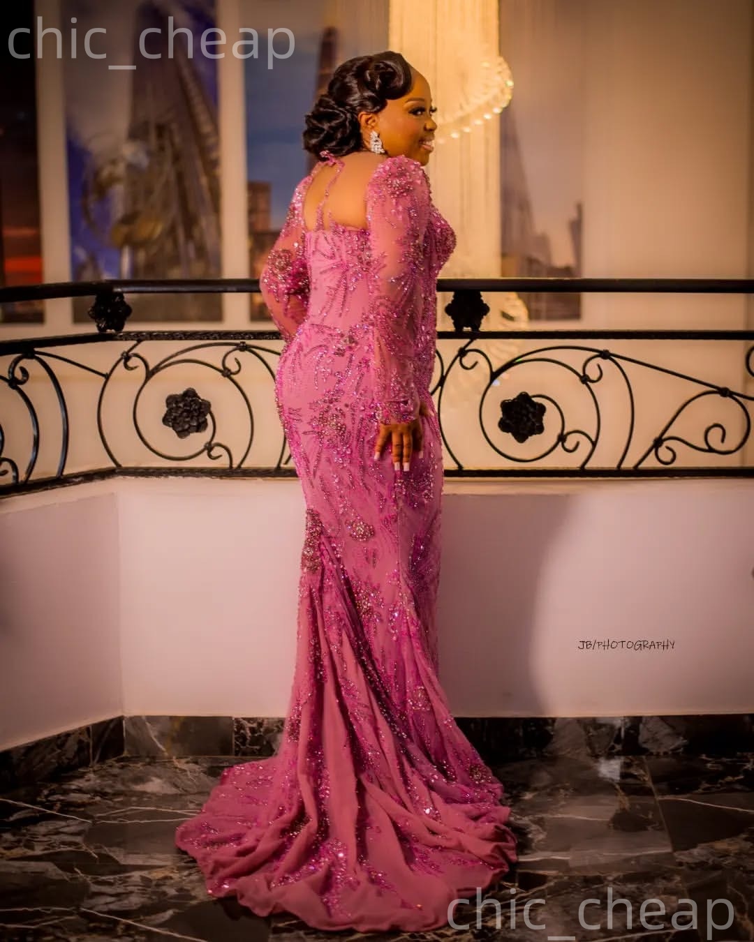 Aso Ebi Lilac Mermaid Prom Dresses 2026 Beaded Crystals Full Sleeves Sequined Evening Formal Party Second Birthday Engagement Gowns Dress For Special 