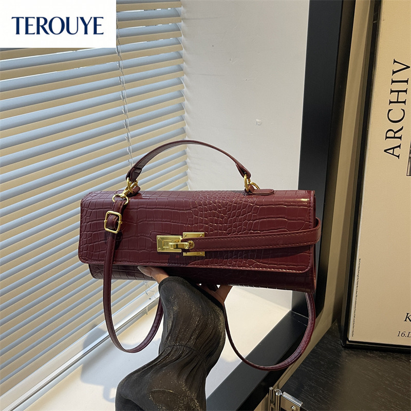 TEROUYE Korean style niche casual style women's handbag autumn and winter new fashion rectangular bag texture retro luxury