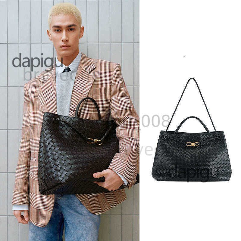 Old money style woven tote bag Andiamo commuting briefcase versatile cowhide large handbag689