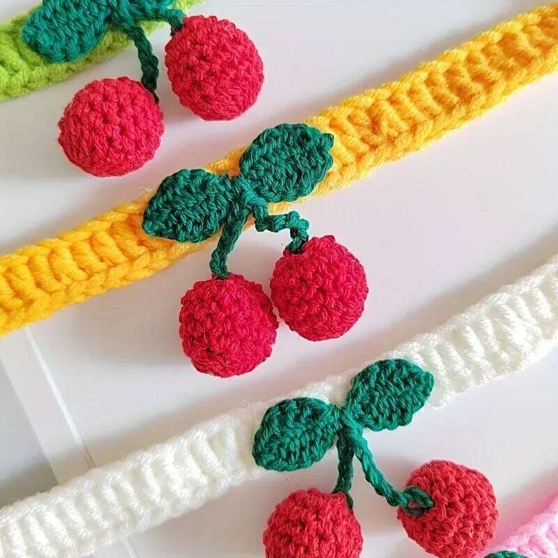 Hand-woven Pet Collars, Adorned With Cherries, Cute Necklaces, Cat Supplies, And Cat Accessories