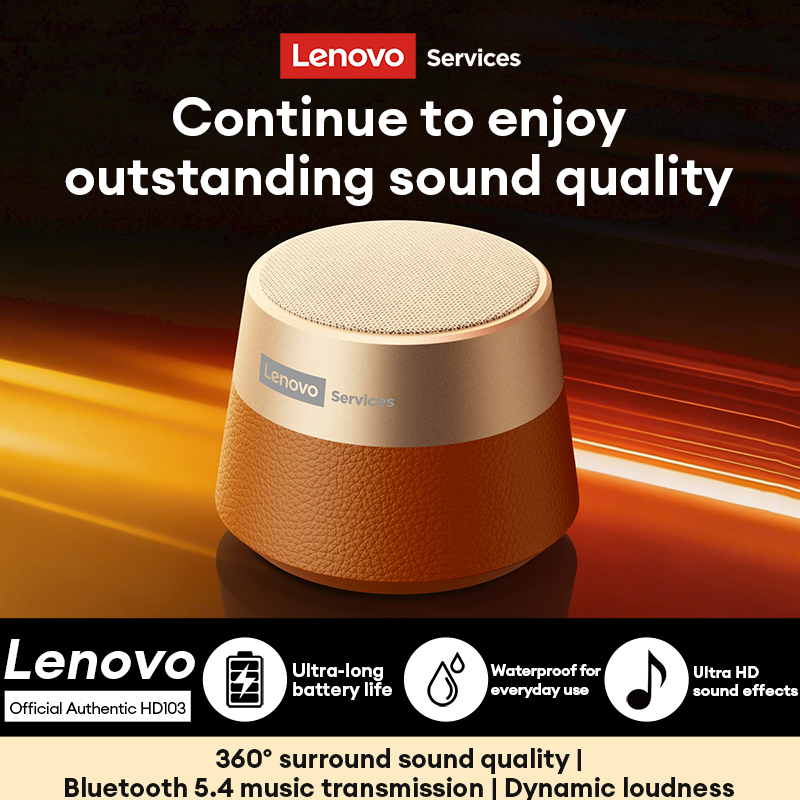 Lenovo HD103 Bluetooth 5.4 Speaker Portable TWS Dual Device Connection Laptop Speaker Deep Bass Car Speaker Long-Lasting Battery Life Outdoor Camping 
