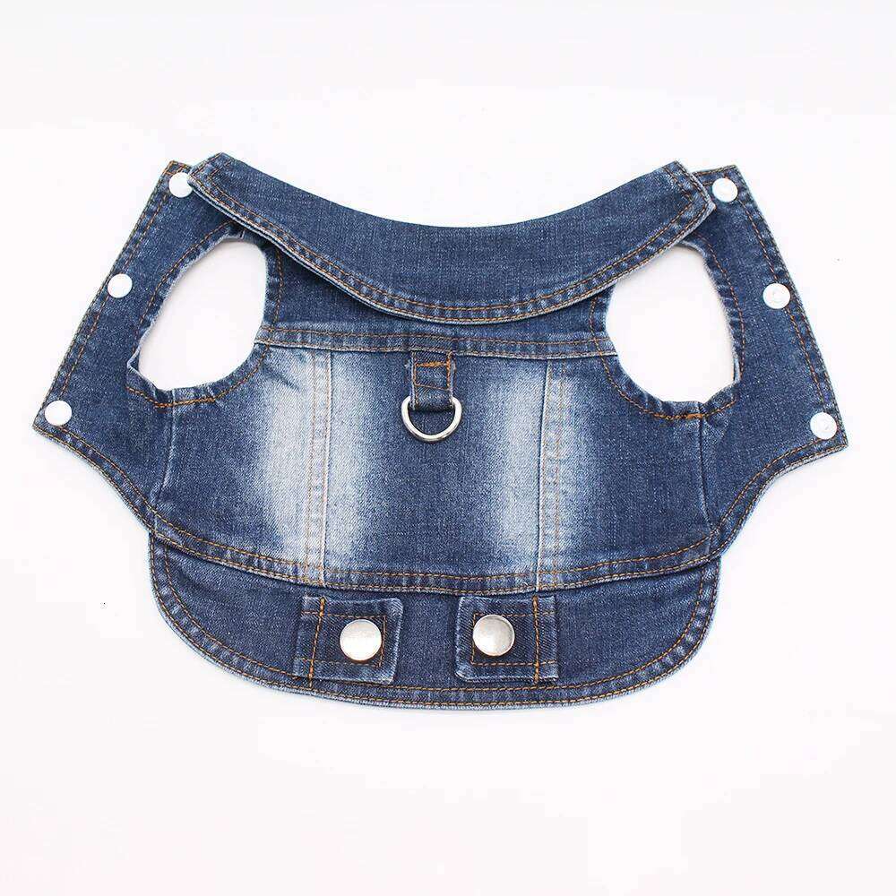 2024 New Thin Pet Jeans Jacket Puppy Denim Clothes with Dog Leash Traction Buckle Cool Harness Vest for Small Medium Dogs XJ260127