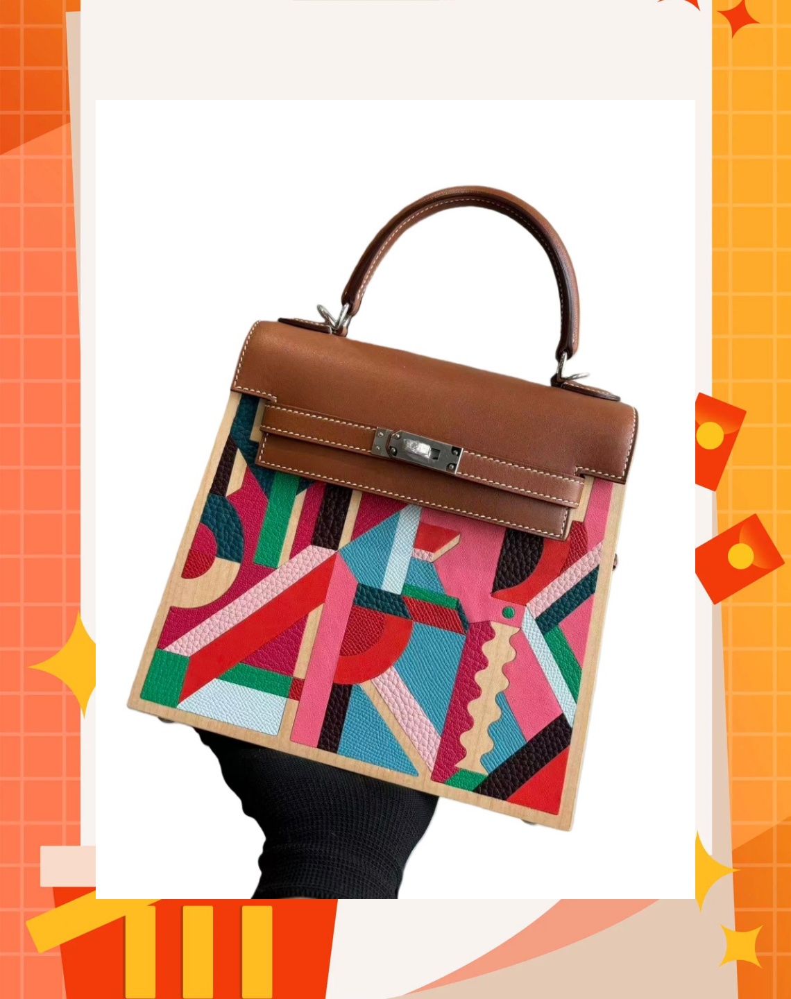 limited edition Wooden painted bag designer handbag ladies makeup bag shoulder bag for mobile phone Hot bag