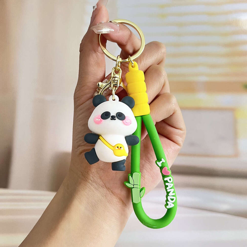 Baozhu Little Panda Car Pendant Doll PVC Keychain Hanging Decoration Key Ring Wholesale Cute Fun S260126