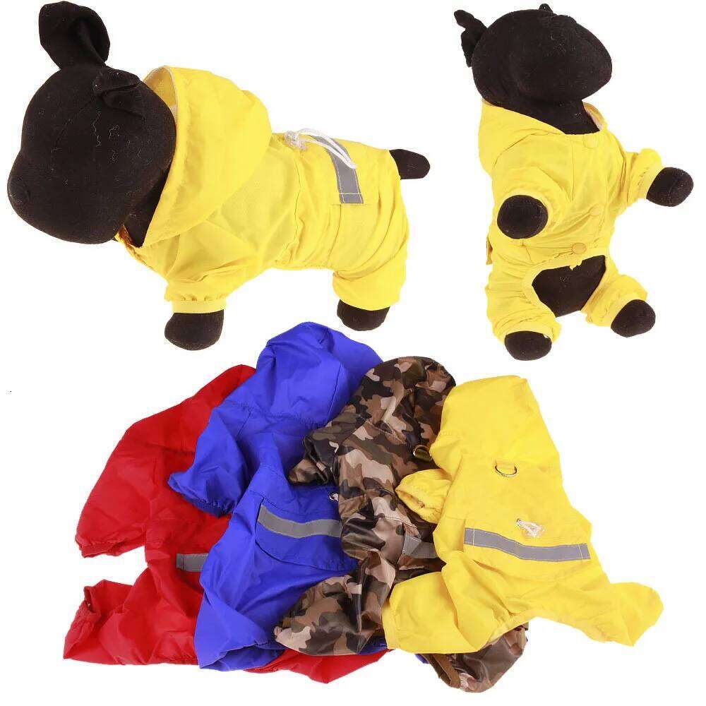 Dog Rain Coat Clothes Puppy Casual Cat Raincoat Waterproof Jacket Outdoor Rainwear Hood Apparel Jumpsuit Pet Supplies XJ260127