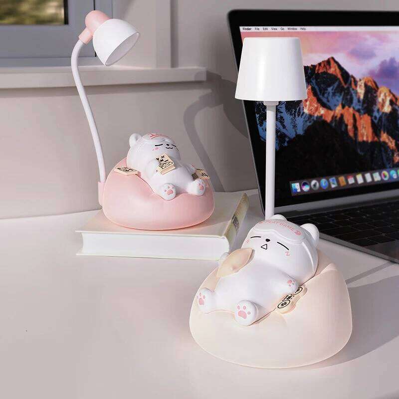 LED Table Night Light Cartoon Cute Pet Animal Bear Pig Cat Dog USB Recharge Battery Child Eye Protection Warm White Desk Lamp Z260127