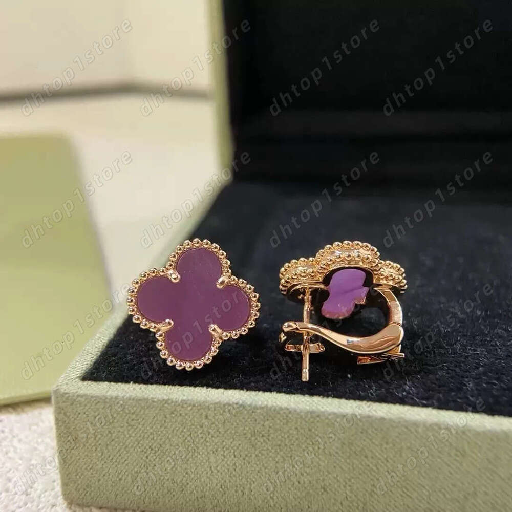 Jewelery vanly cleef earrings V Four-leaf Clover Violet Earrings for Women 617