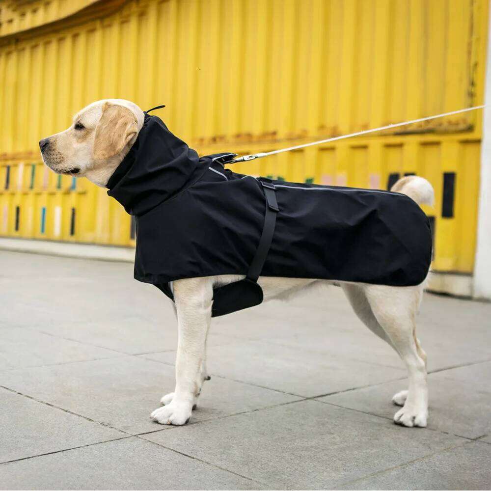 Large Raincoat - Waterproof Jackets Windproof Thickened Fabric Winter Dog Rain Coat with Reflective Strip XJ260127