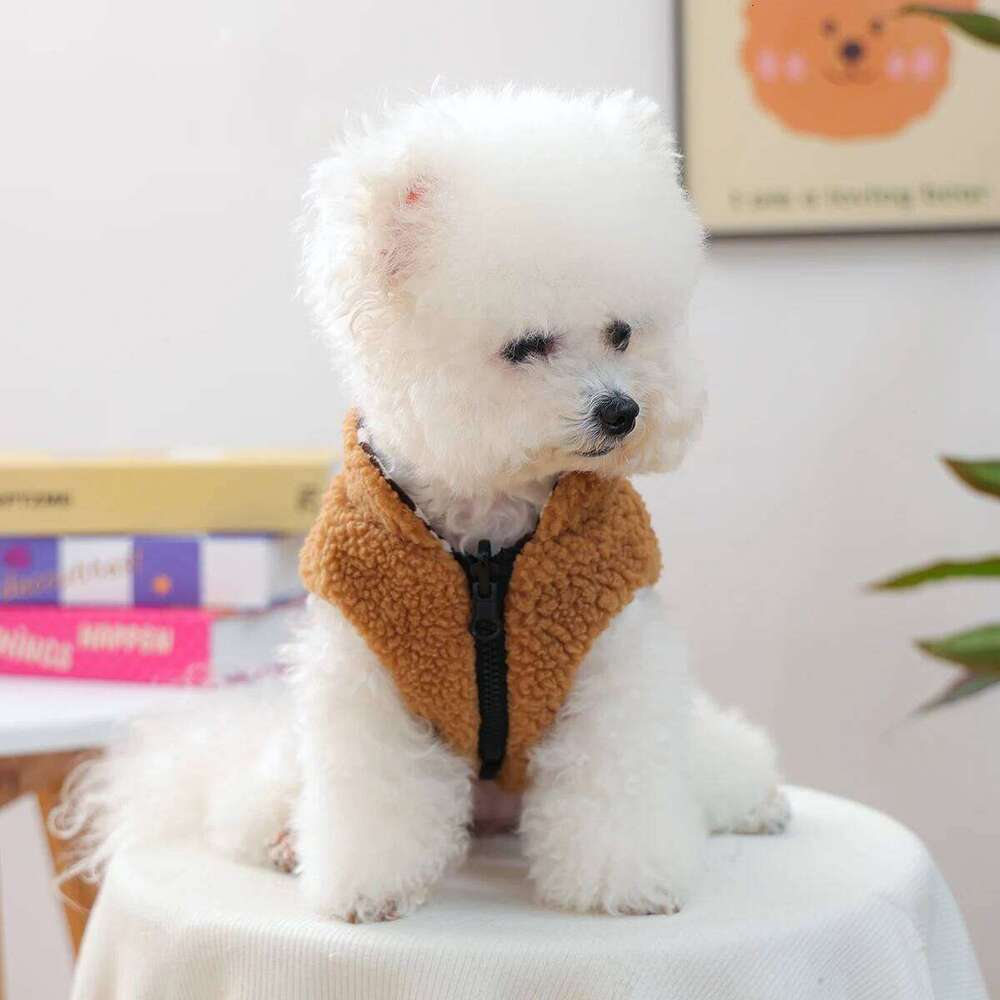 Chessboard Double-Sided Vest Coffee White Grid Dog Thickened Warm Winter Pet Jacket For Dogs And Cats