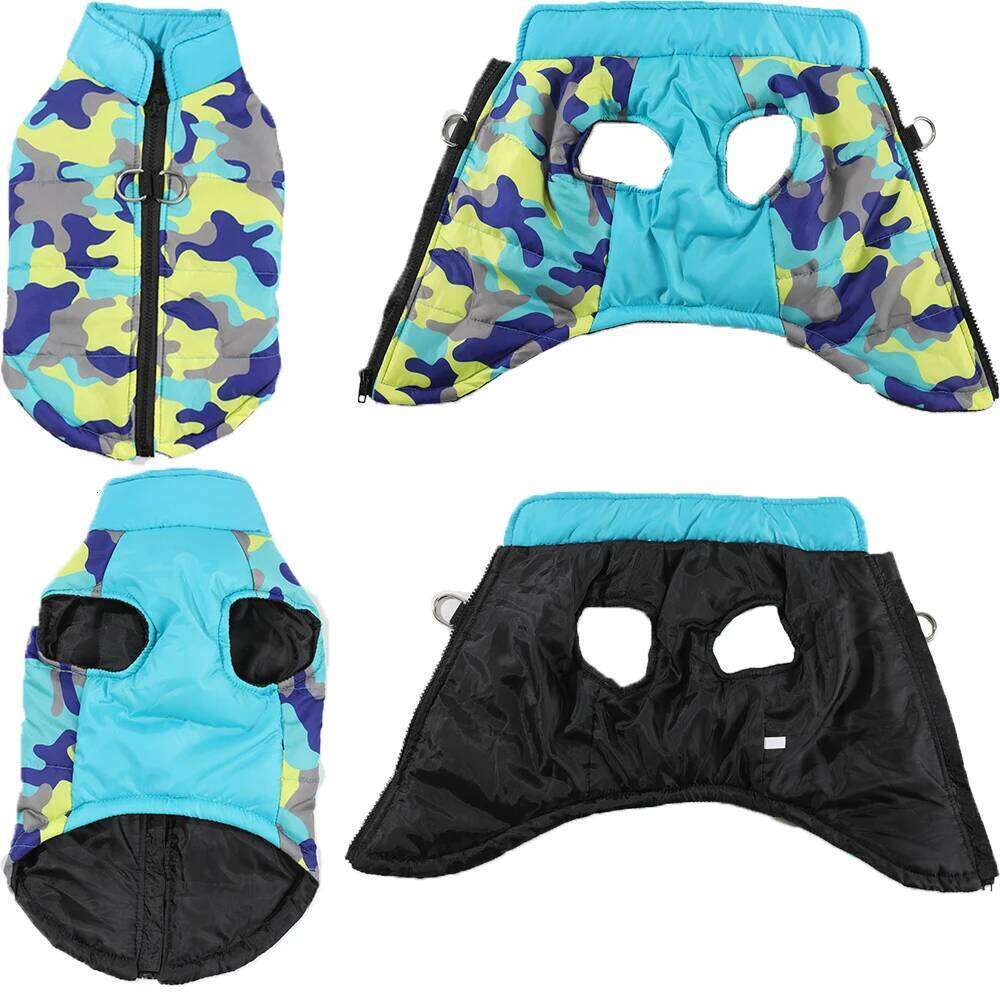 Winter Small Jacket Waterproof Printed Puppy Cloth Camouflage Pet Padded Overalls D-ring Sleeveless Dog Vest Coat for Cats XJ260127