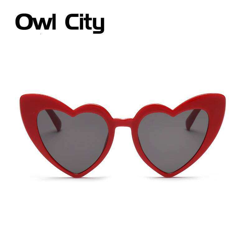 Owl City Heart Sunglasses Women Vintage Red Hearts Shaped Sunglass Ladies Retro Brand Eyewear 90s for Female Shades Z260127