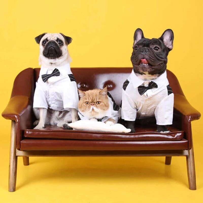 Elegant Dog Suit for Wedding Formal Events Classic Red Navy Black Pet Tuxedo Birthday Photoshoot Vest with Bow Tie XJ260127