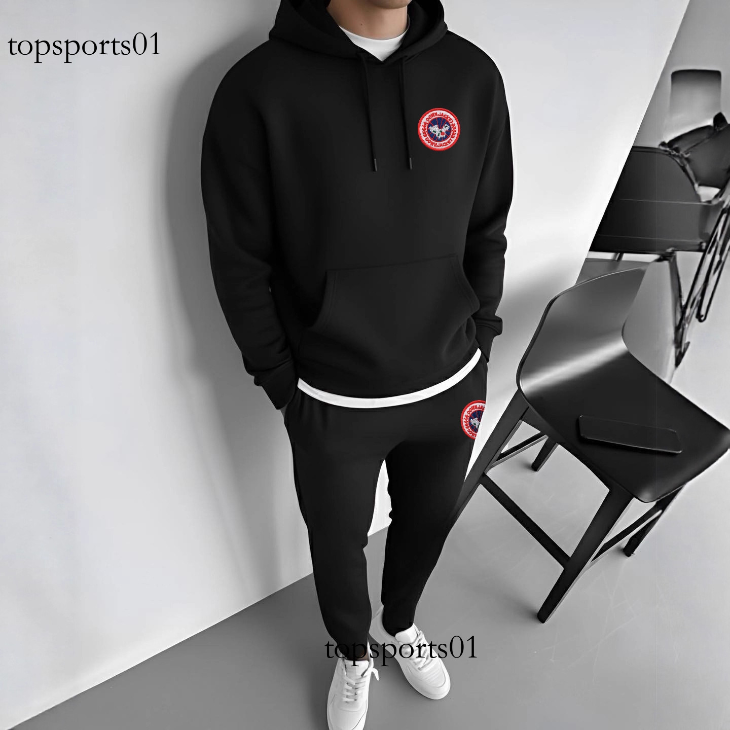 Sportswear jacket 25 Winter New Badge Print Hoodie Thickened Pullover Casual Set Versatile Trendy Style