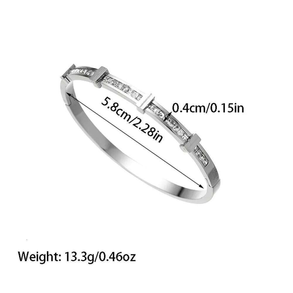 Personalized Design Stainless Steel Zircon Inlay Geometry Double Layer Opening Bracelet for Women Luxury Fashion Jewelry Gift XJ260127