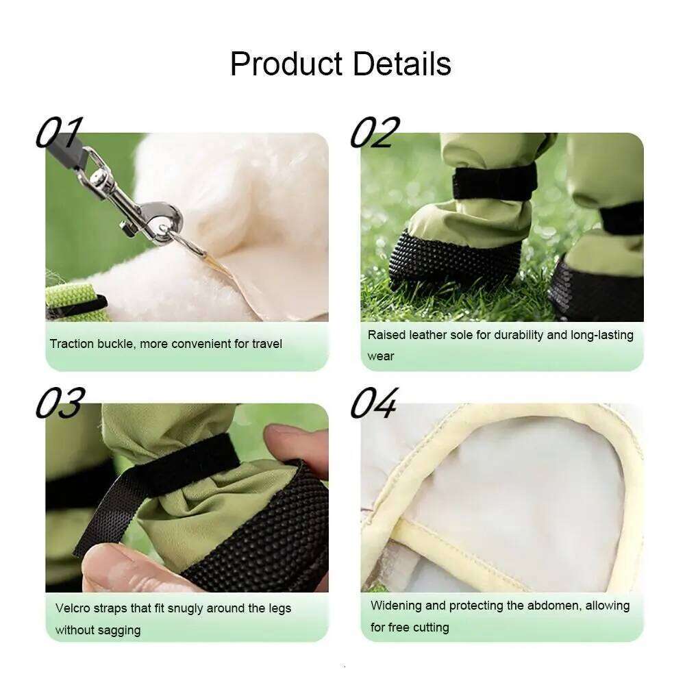 Reflective Stripe Pet Strolling Going Out Pants Back Adjustable Full Leg Protection Dog Boot Leggings Anti-Slip Waterproof XJ260127