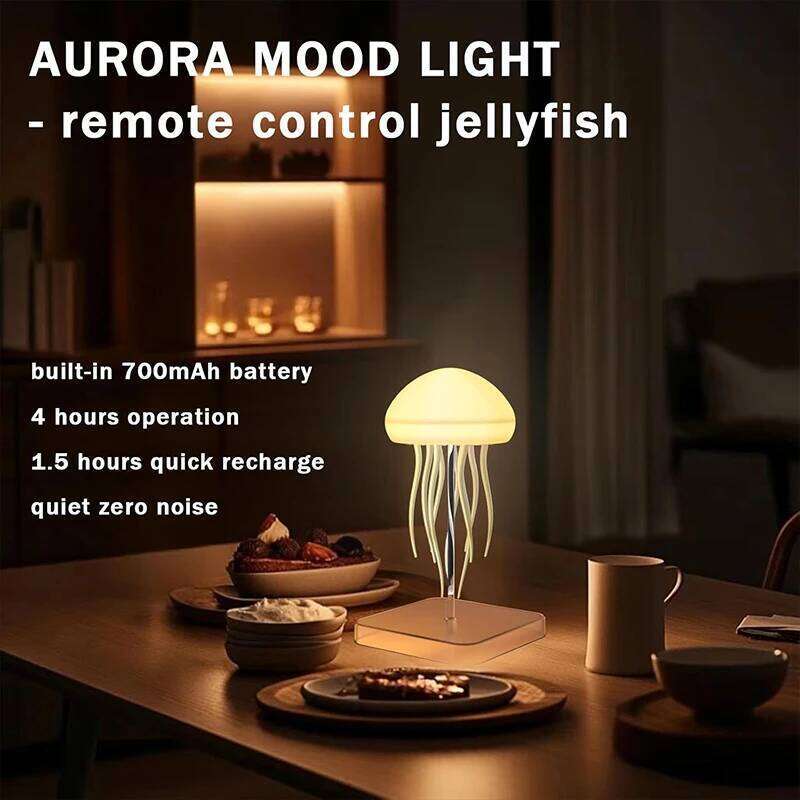 LED Jellyfish Lamp 9 Tentacles 2 Working Modes Ultra Long Battery Life Colour Gradient Light Effects with Remote Control Z260127