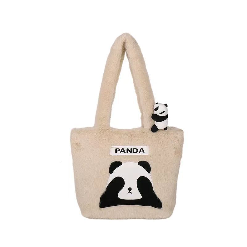 Cross-Border Supply Style Panda Backpack Cute Large Capacity Plush Shoulder For Girls College Students Tote Bag