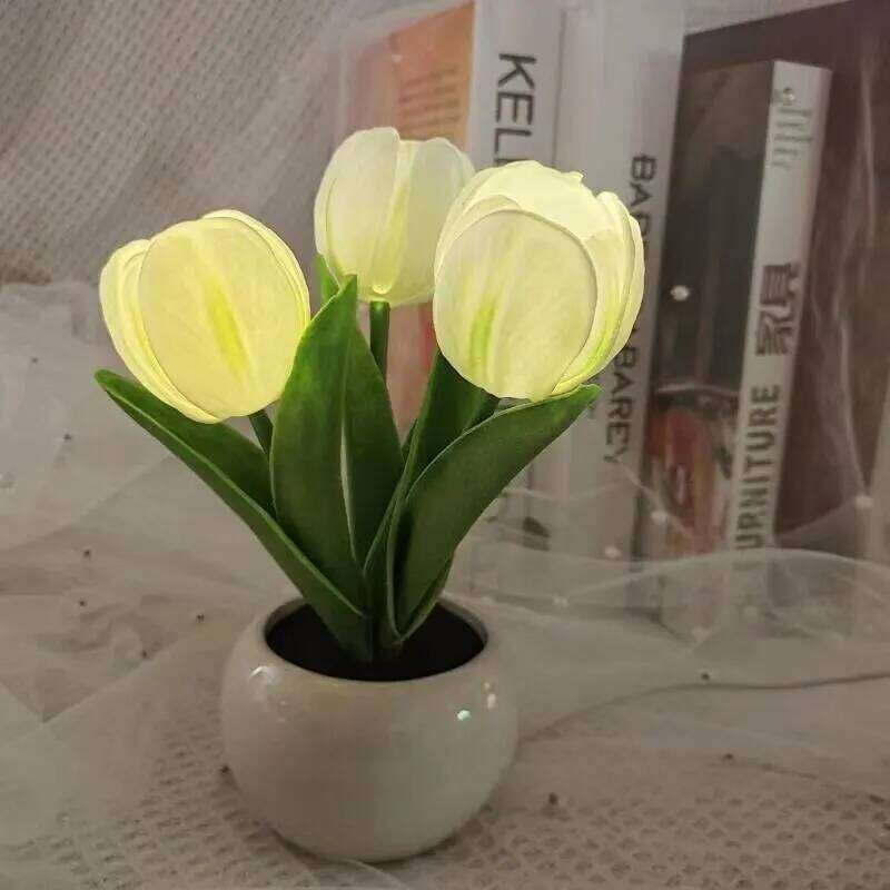 Tulip Table LED Lamp Simulation Flower Bouquet Bedroom Bedside Romantic Atmosphere Birthday Gift Home Decoration Z260127