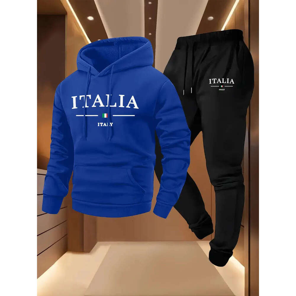 Mens Flce Warm Hoodies Sets MILANO Printing Tracksuit Hooded Sweatshirt Drawstring Pants Sportswear Two-piece suit X251215