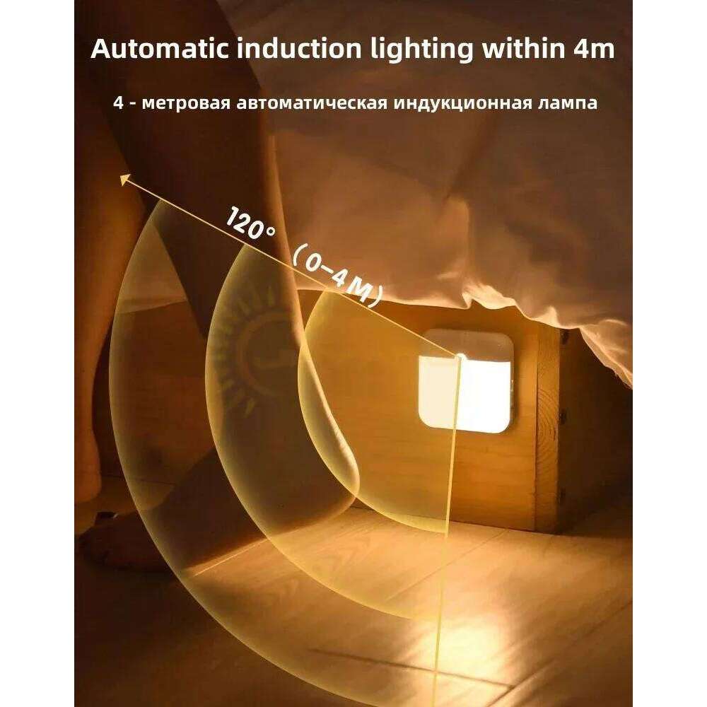 Motion Sensor USB Night Light LED Lamp With Switch Rechargeable Inductor Lights For Kitchen Stairs Hallway Closet Bedroom Z260127