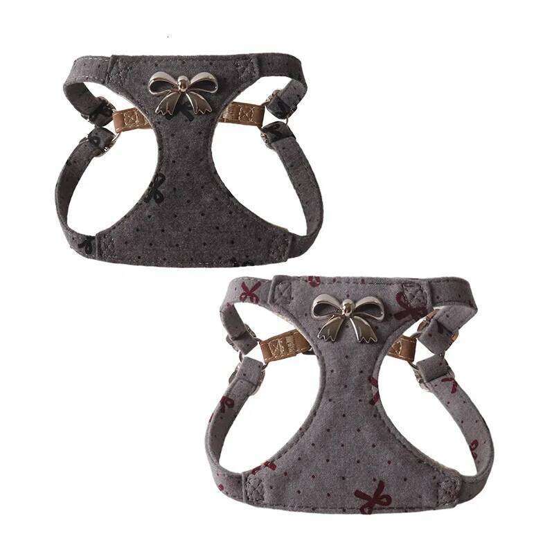 Leash and Denim Dog Set with Metal Bow - Adjustable Vest Harness for Puppy Small Dogs, Pet Supplies pet supplies - & Dogs,