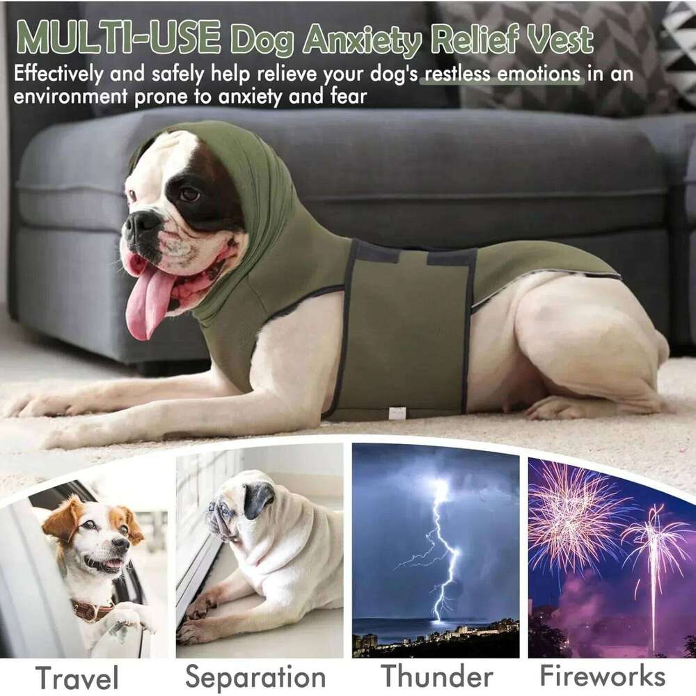 Vest, Thunder for Large Dogs, Calming Jacket with Hoodie, Fireworks, Quarantine, Anti Anxiety Dog Hoodie XJ260127