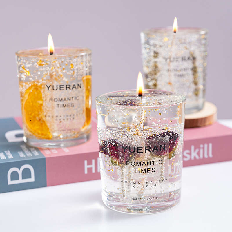 Real Flower Jelly Scented Candle Manufacturer Wholesale Essential Oil Floral Fragrance Glass Ornament Girl Birthday Gift Ins Y260127