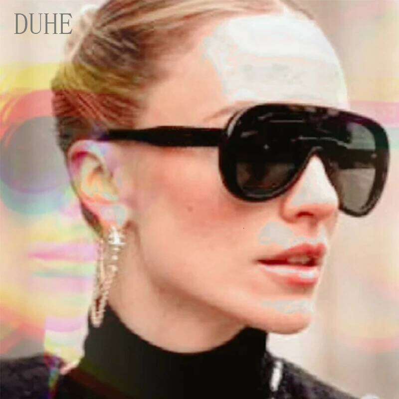 Oversized Frame Women's One Piece pilot Retro Trendy Mens Sunglasses Ins Fashion Luxury Shades Uv400Glasses Z260127