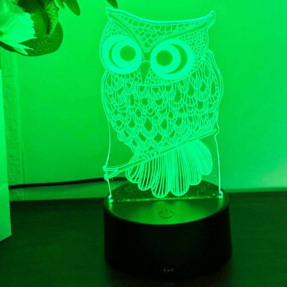 USB Owl 3D Night - Tabletop Decorative RGB Brilliant Light, Perfect for Ambience, Bedroom Light Z260127