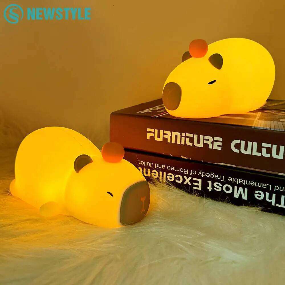 Capybara LED Cute Silicone USB Charging Timed Dimming Touch Sensor Children Room Decoration Sleep Night Light Z260127