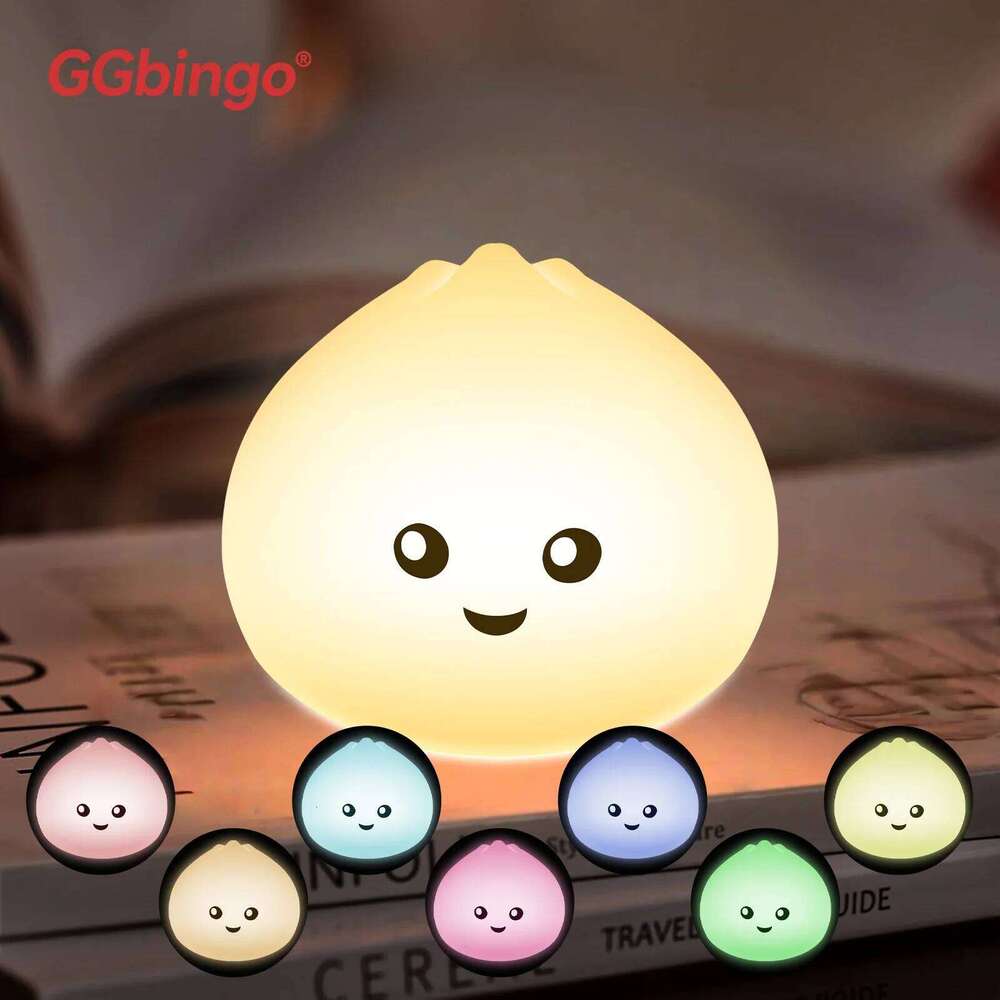 Cute Cartoon Silicone LED Night Light for Kids USB Rechargeable Touch Sensor RGB Table Lamp Soft Bedside Lighting Bedroom Z260127