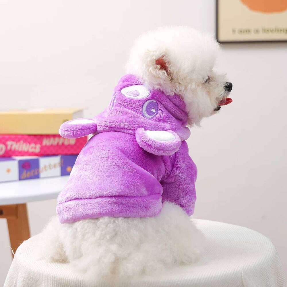 Clothes Autumn and Cute Purple Bear Sweater Winter Thickened Warm Hoodie Cat Wear Happy Dog Stuff XJ260127