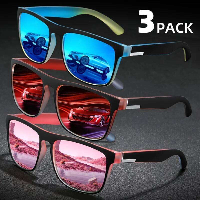 3Pcs Fantasy Gradient Mutipcolor Square Polarized Sunglasses AntiGlare UV400 Glasses Summer Party Driving Fishing Christmas Gift Z260127