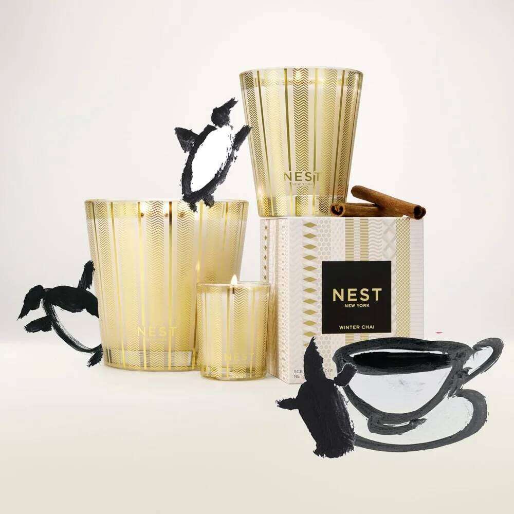 Scented 3-Wick Winter Chai 21.2 oz Long-Burning 100 Hours Reusable Glass Vessel Aromatherapy Candle Y260127