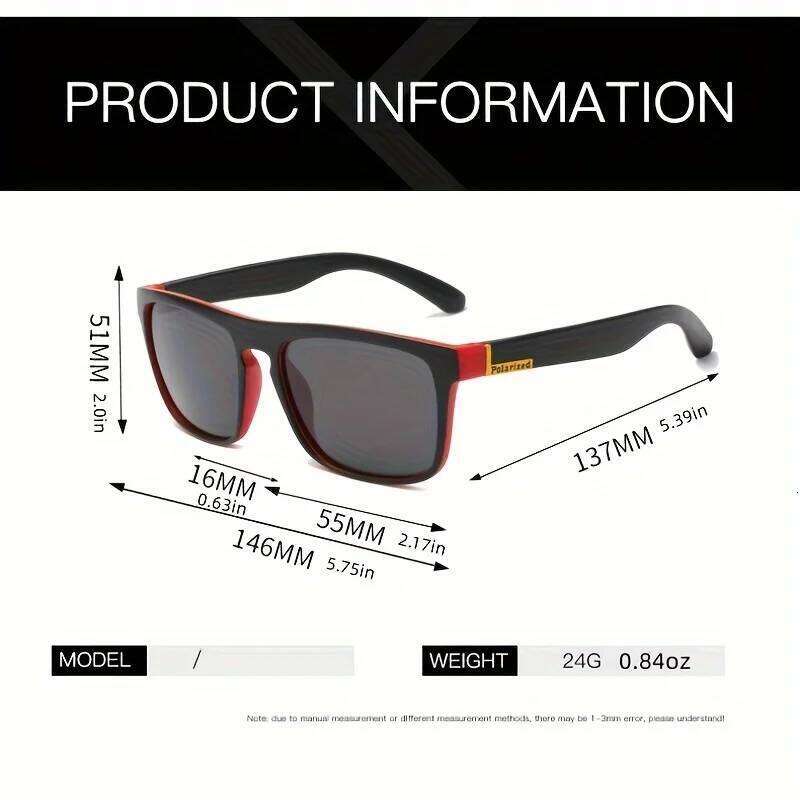 2PCS Fashion Square Polarized Sunglasses Men Vintage Plastic Male Sun Glasses Women Stylish Black Sport Shades UV400 Z260127