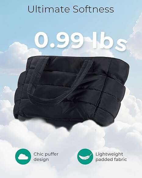 Lacel Urwebin Tote Bag for Women, Lightweight Puffy Tote Bag with Compartments Shoulder Bag Handbag for Travel, Work, Gym | Lightweight, Tote Bag with