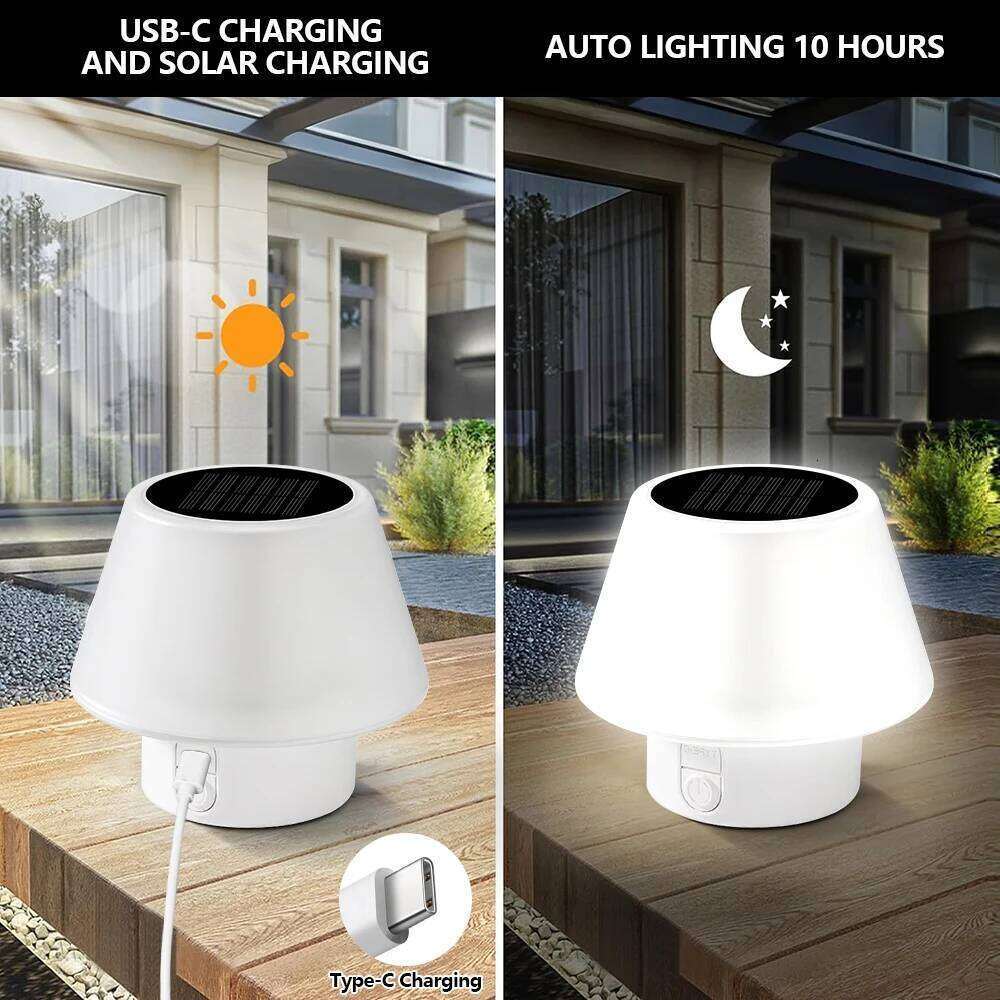 Mini Mushroom Outdoor Solar USB Powered Table Lamp Portable Camping Light Waterproof Patio Garden Restaurant Decor Z260127