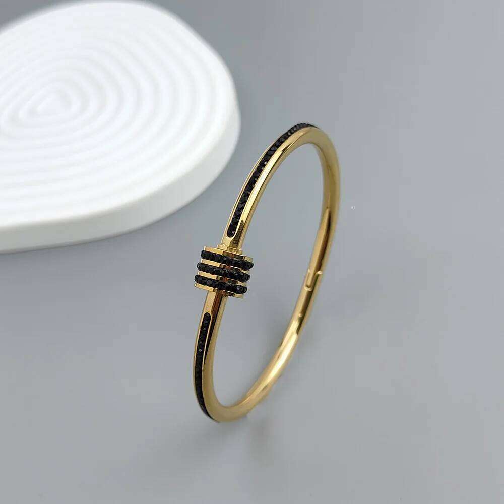 Cheap colorful rhinestone gold plated stainless steel slim waist bangle, Thanksgiving, Christmas and New Year gift XJ260127