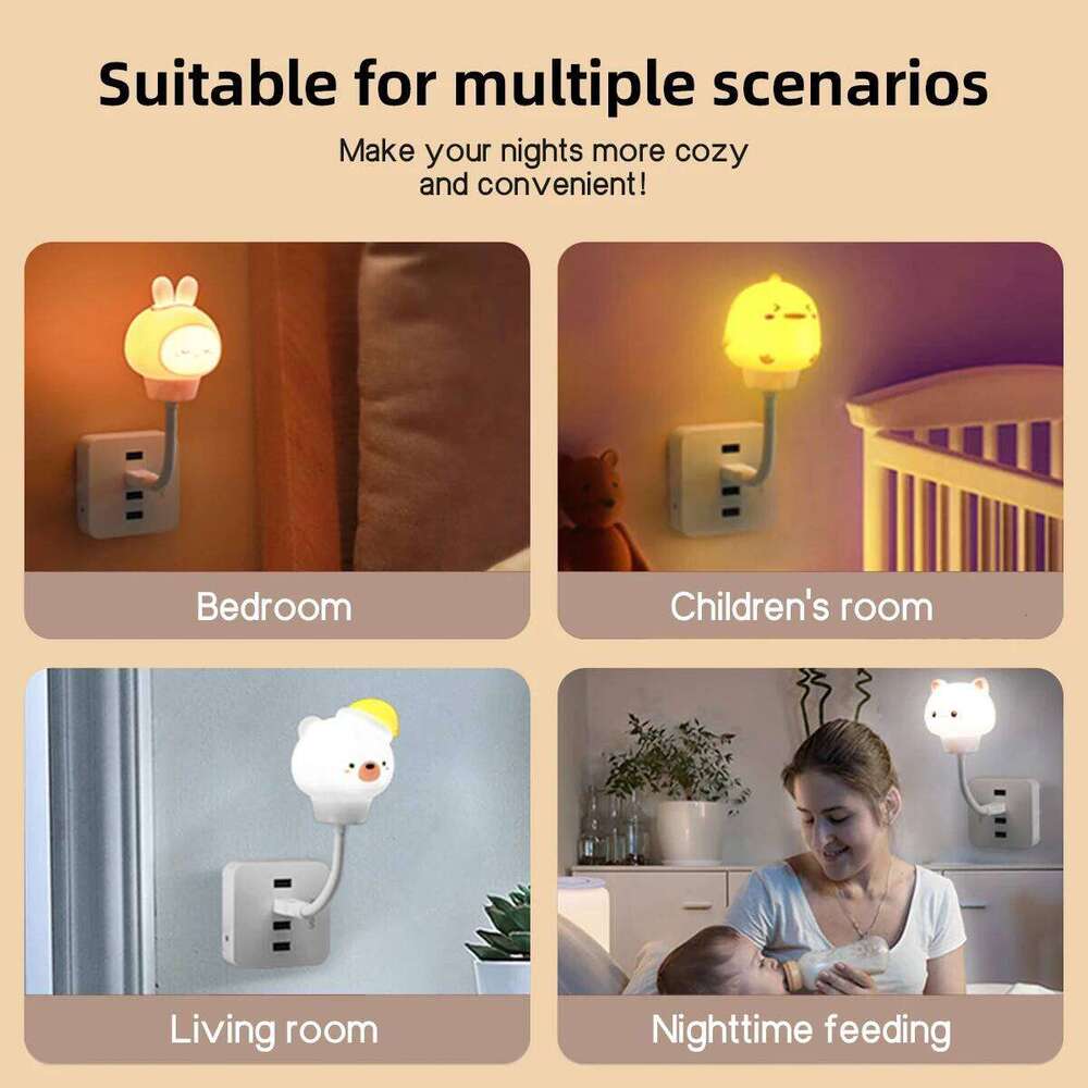 USB LED Children Night Light Bear Bunny Duck Cat Decorative for Baby s Bedroom Headboard Remote Controlled Cute Cartoon Lamp Z260127