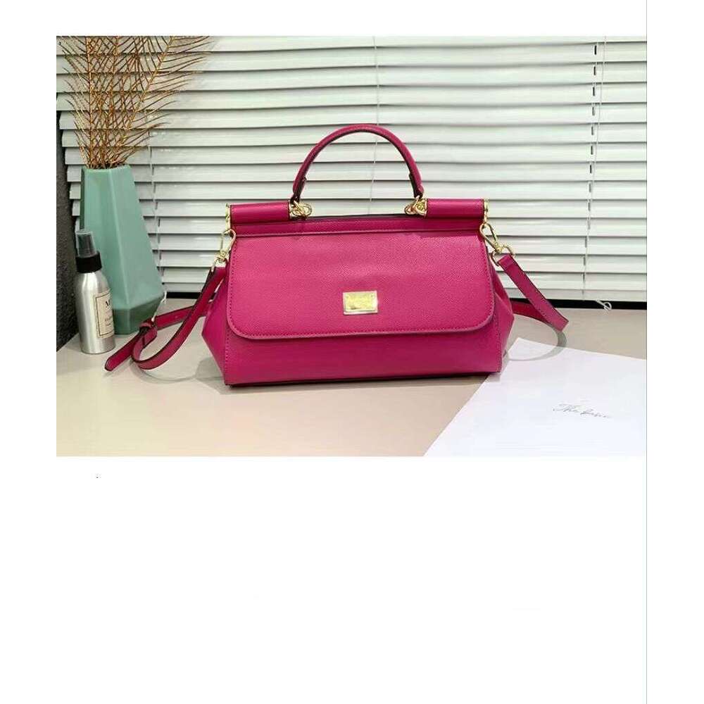 Totebag Shoulder ROSE NOIRE New Sicilian Palm Print Horizontal Solid Color Single Crossbody Handbag Genuine Leather Flap Platinum Women S Bag