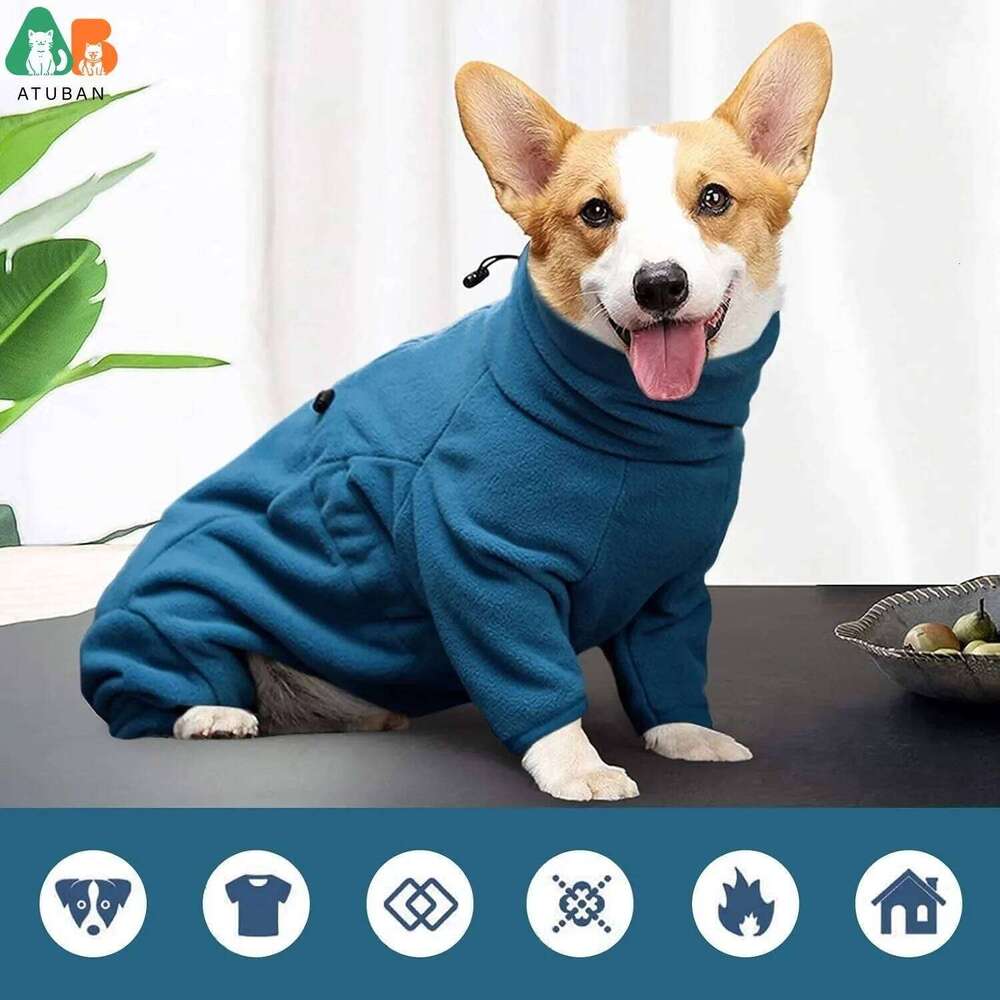 ATUBAN Dog Winter Coat Soft Fleece Pullover Pajamas, Pet Windproof Warm Cold Weather Jacket Vest Cozy Jumpsuit Apparel Clothes XJ260127