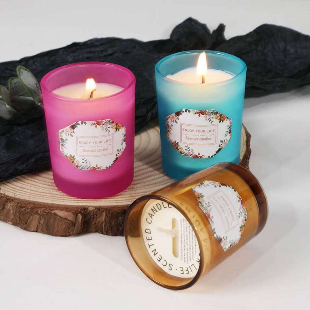 Scented Essential Oil - Smokeless Plant Wax Glass Jar Candle for Home Wedding Party Decor Y260127