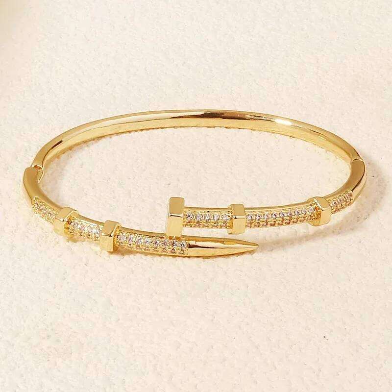YISON New Female Nail Bracelets Trendy Zircon Bracelet for Women Everyday Party Festive Jewelry Girl's Gifts XJ260127